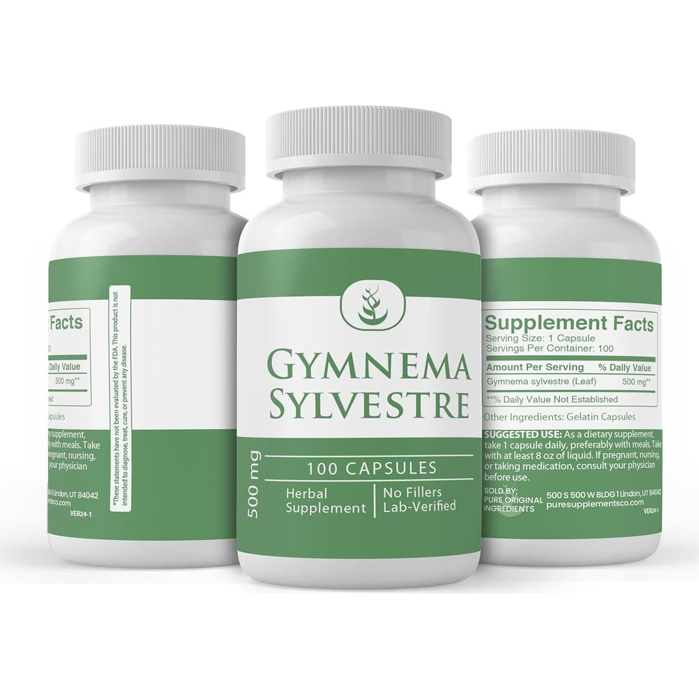 Cápsulas de Gymnema Sylvestre 100% Puras - 100 Unidades