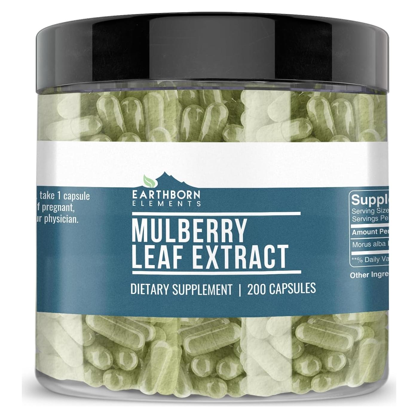 Extracto de Hoja de Morera Blanca Earthborn Elements 200 Cápsulas Puras