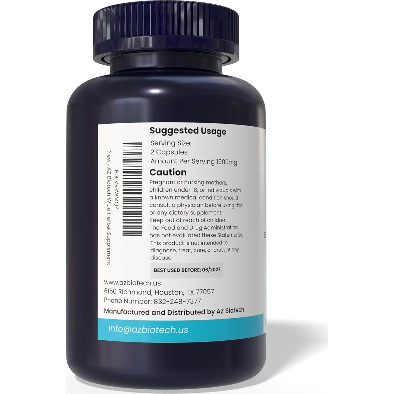 Extracto de Hoja de Morera Blanca AZ Biotech 620 mg 180 Cápsulas Veganas