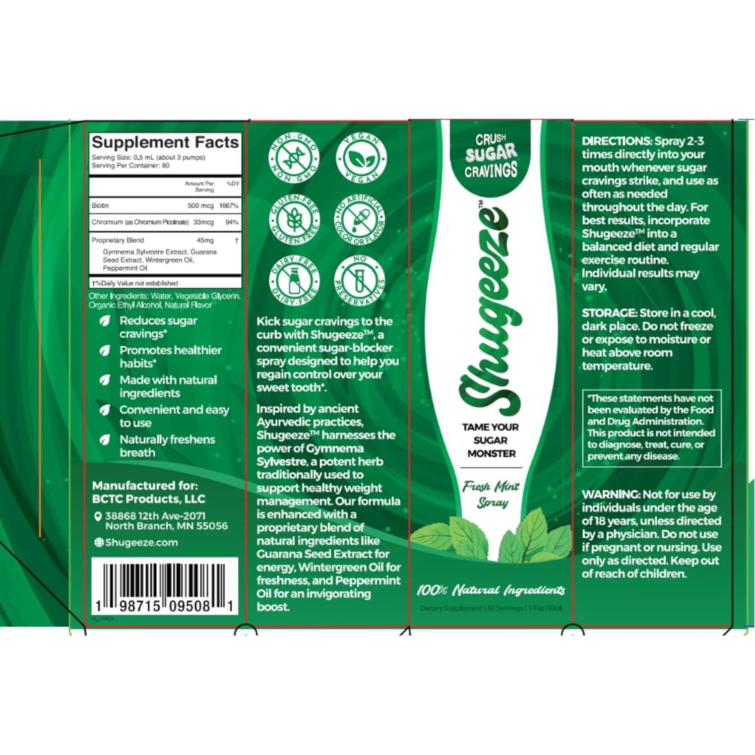 Supresor de Antojos de Azúcar Shugeeze 28.35 ml - Natural