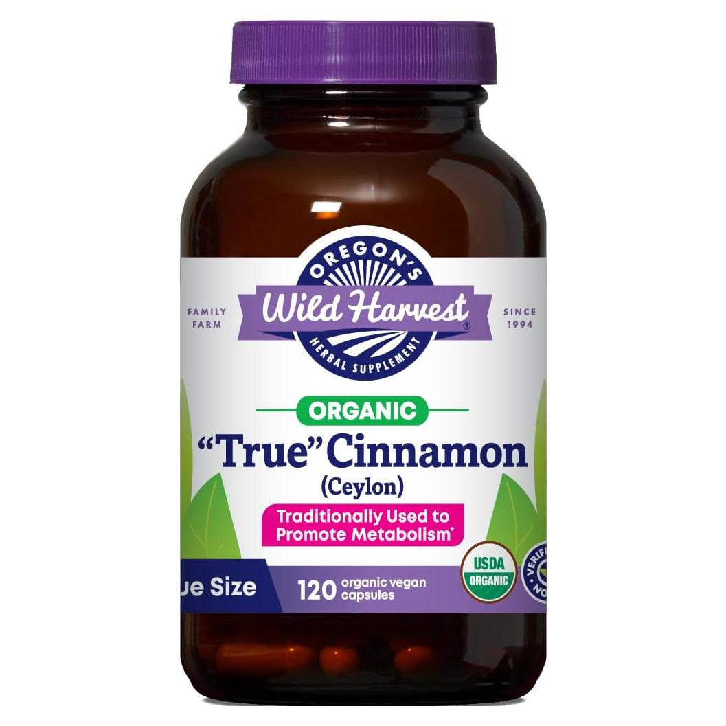 Cápsulas Veganas de Canela Ceylán Orgánica Oregon's Wild Harvest 120 Unidades