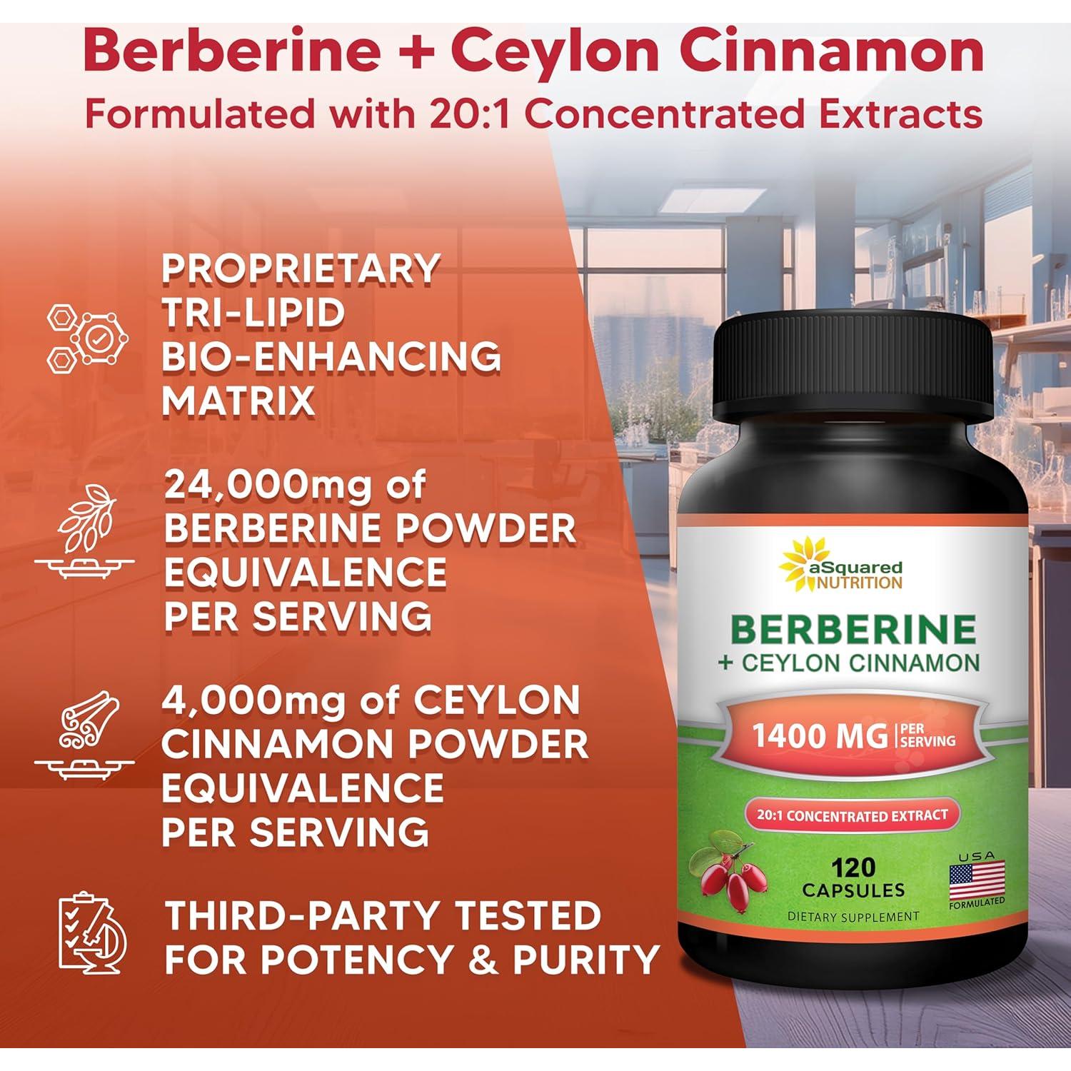 Suplemento de Berberina aSquared Nutrition 1200mg 120 Cápsulas