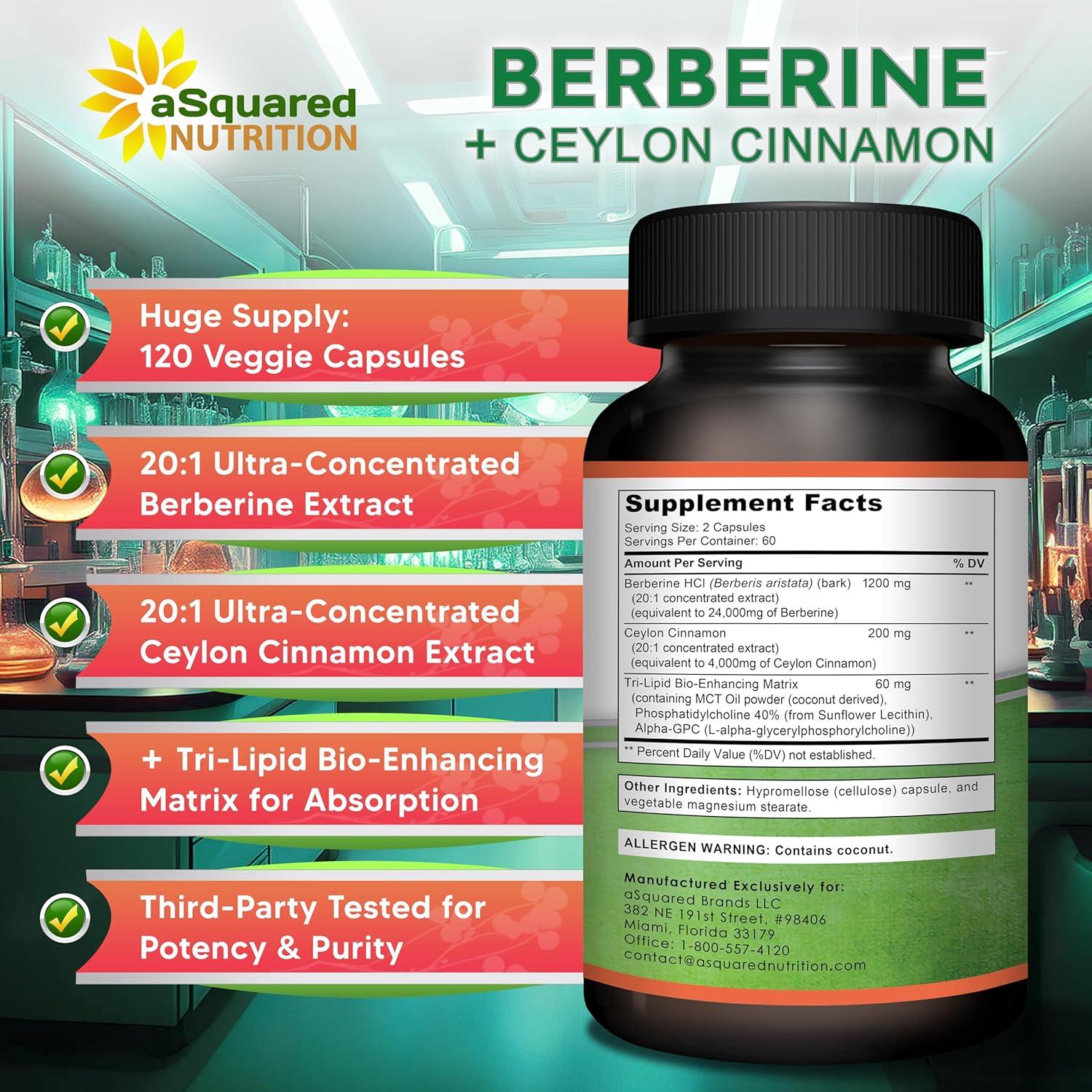 Suplemento de Berberina aSquared Nutrition 1200mg 120 Cápsulas