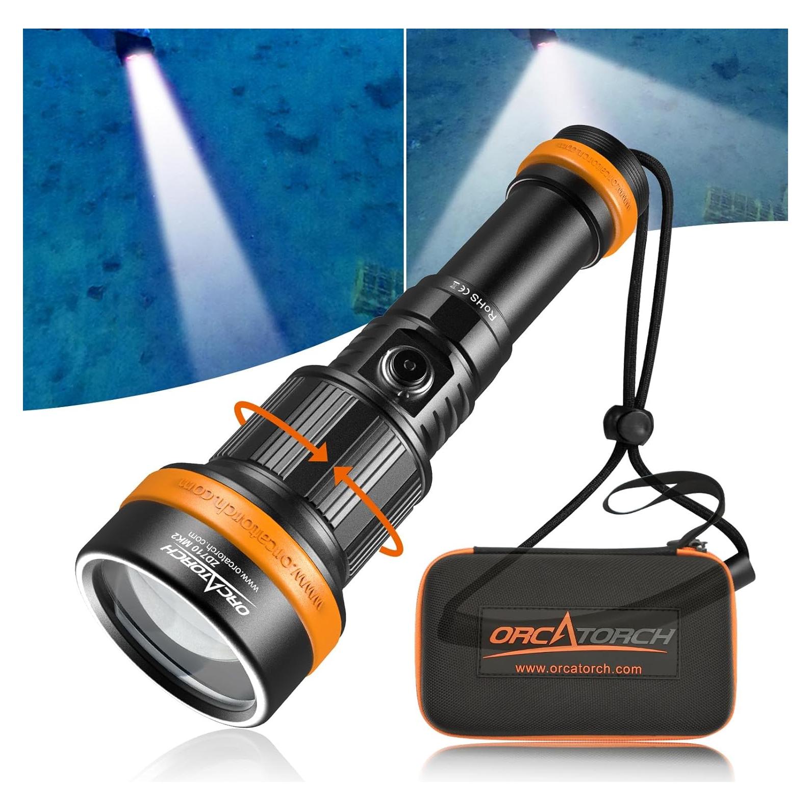 Linterna de Buceo OrcaTorch ZD710 MK2 Zoomable IP68 920m