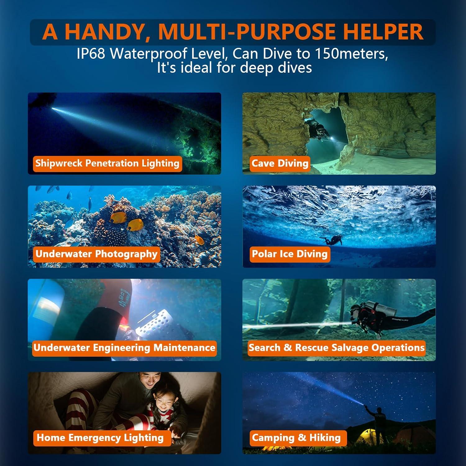 Linterna de Buceo OrcaTorch ZD710 MK2 Zoomable IP68 920m