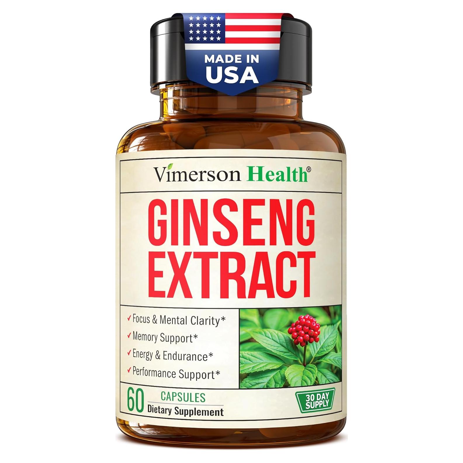 Suplemento de Ginseng Panax 1000mg Vimerson Health - Energía y Enfoque