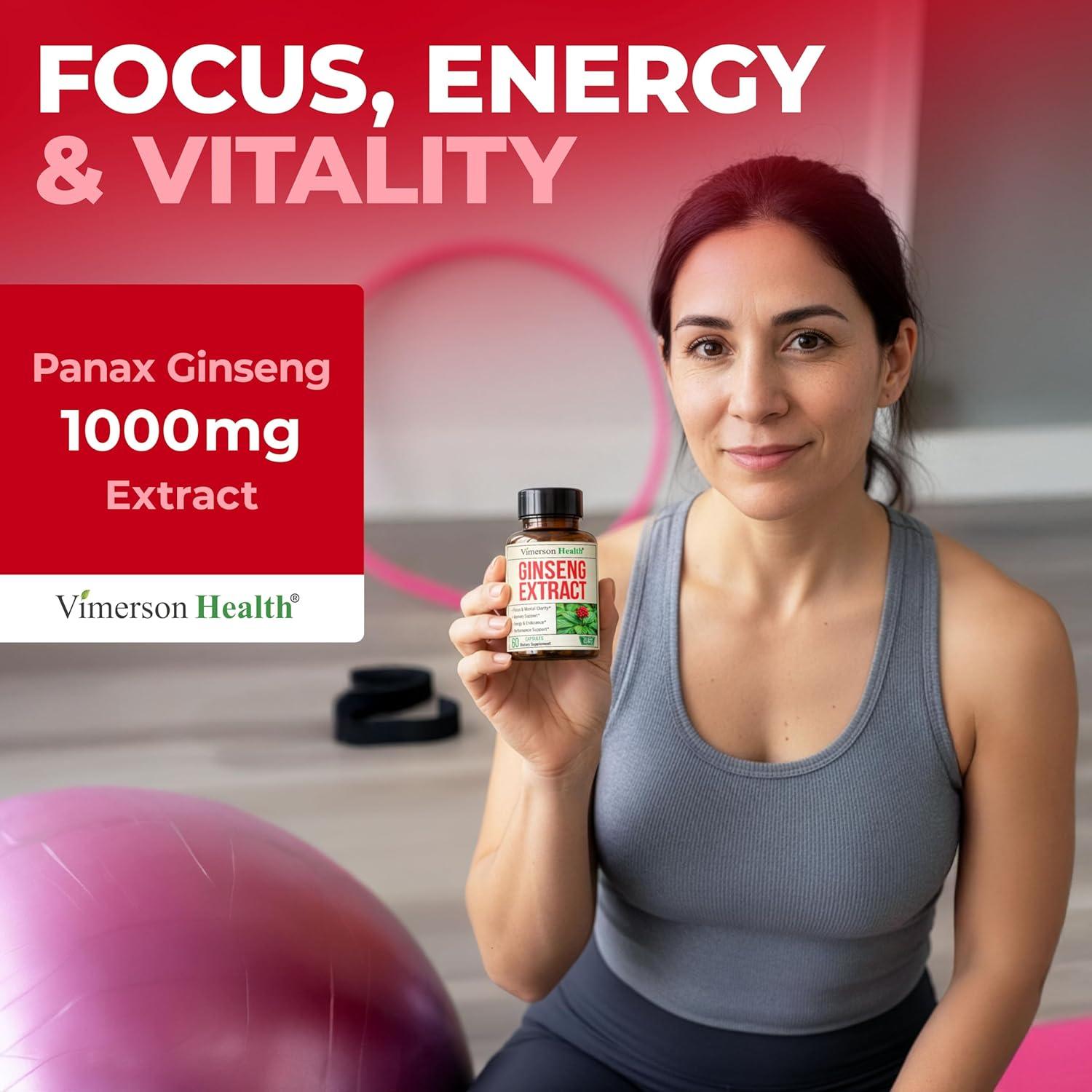 Suplemento de Ginseng Panax 1000mg Vimerson Health - Energía y Enfoque