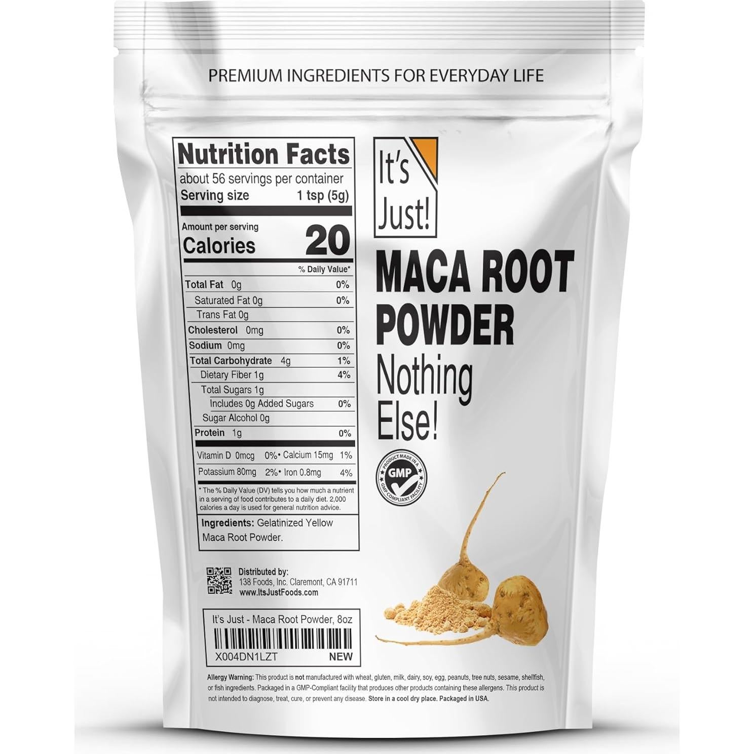 Polvo de Raíz de Maca Amarilla 283.5g - ¡Es Justo! Superalimento