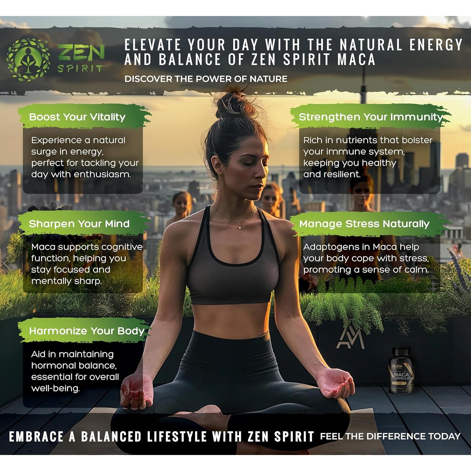 Cápsulas de Maca Zen Spirit 180 Píldoras 500mg Orgánicas