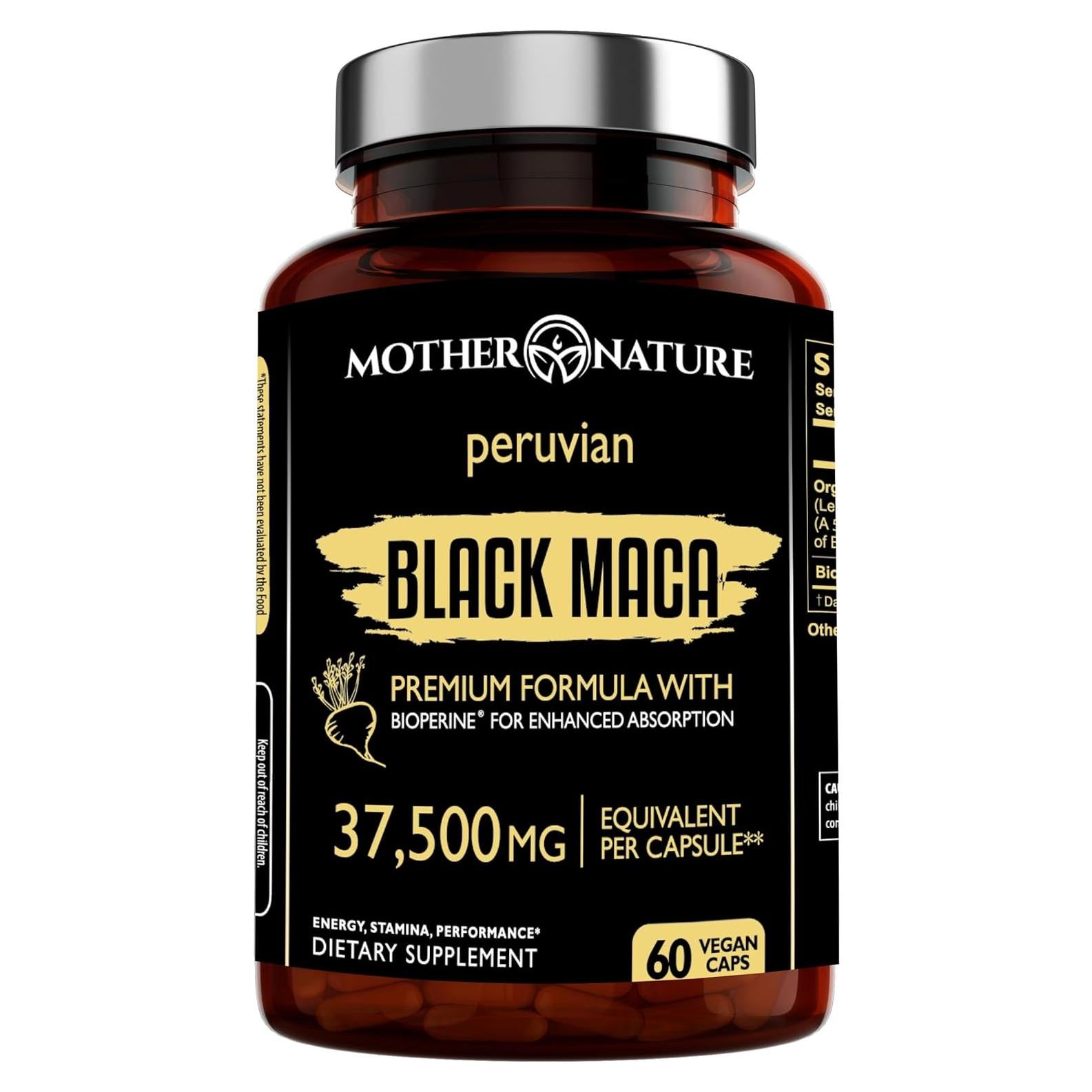 Cápsulas de Maca Negra Orgánica 37,500mg - 60 Unidades