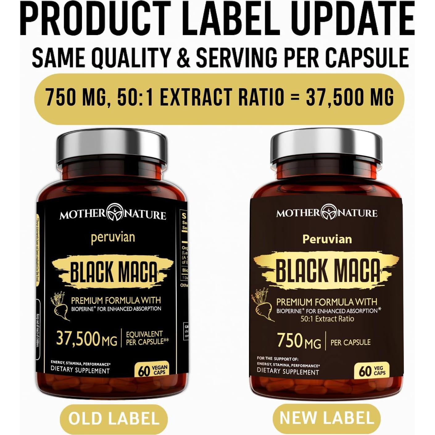 Cápsulas de Maca Negra Orgánica 37,500mg - 60 Unidades