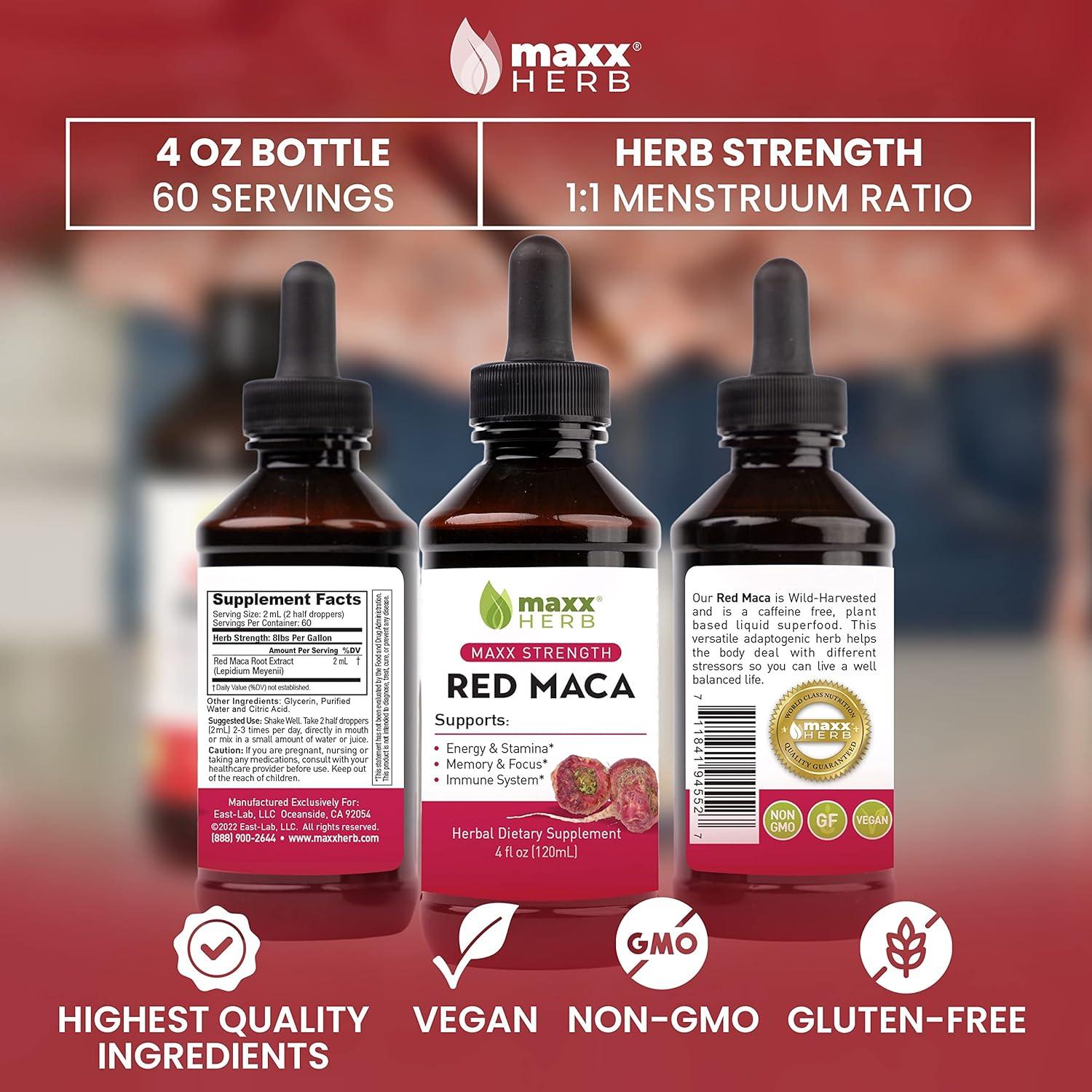 Extracto Líquido de Maca Roja Maxx Herb 118 ml - Potente y Efectivo