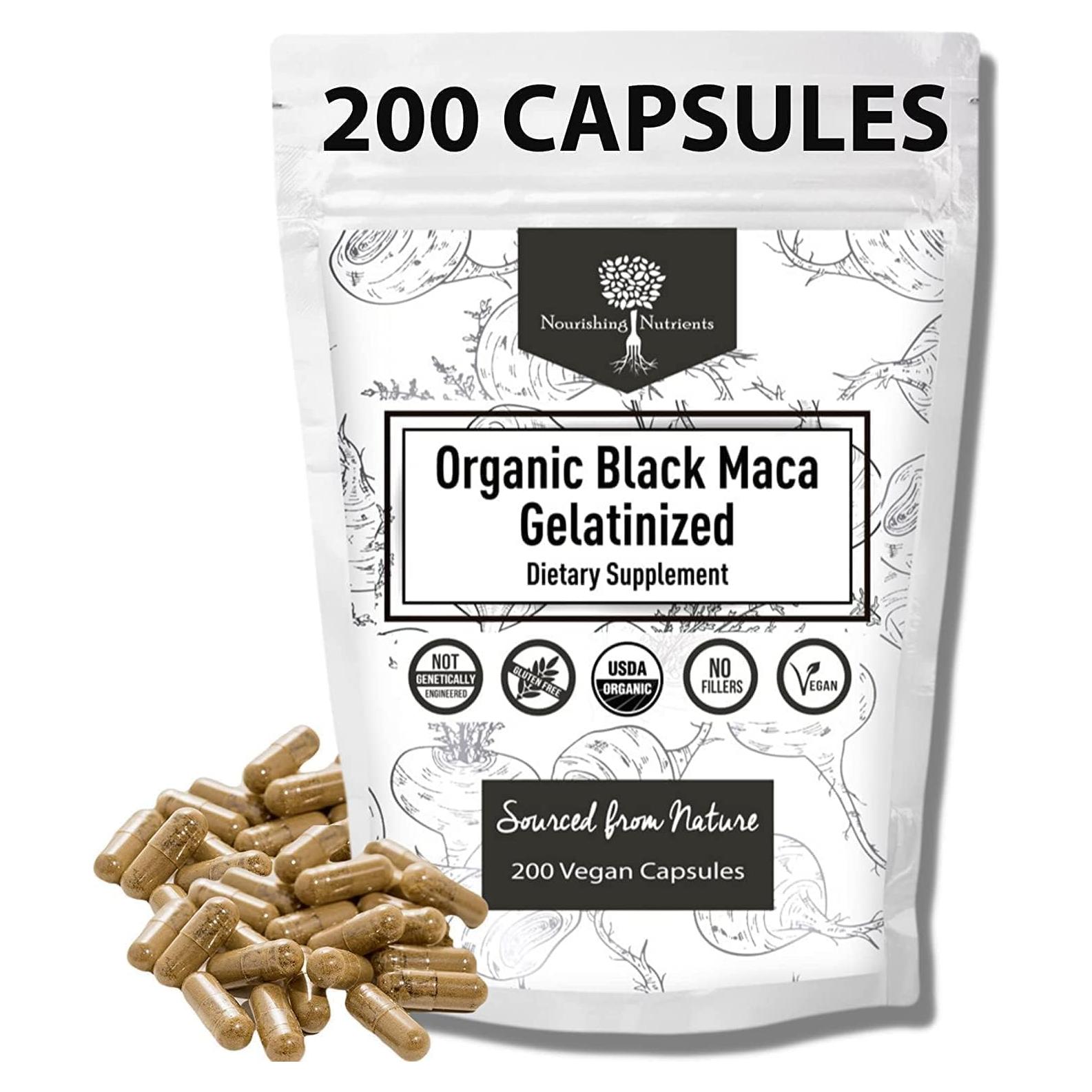 Maca Negra Gelatinizada Orgánica 1000mg - 200 Cápsulas Energía