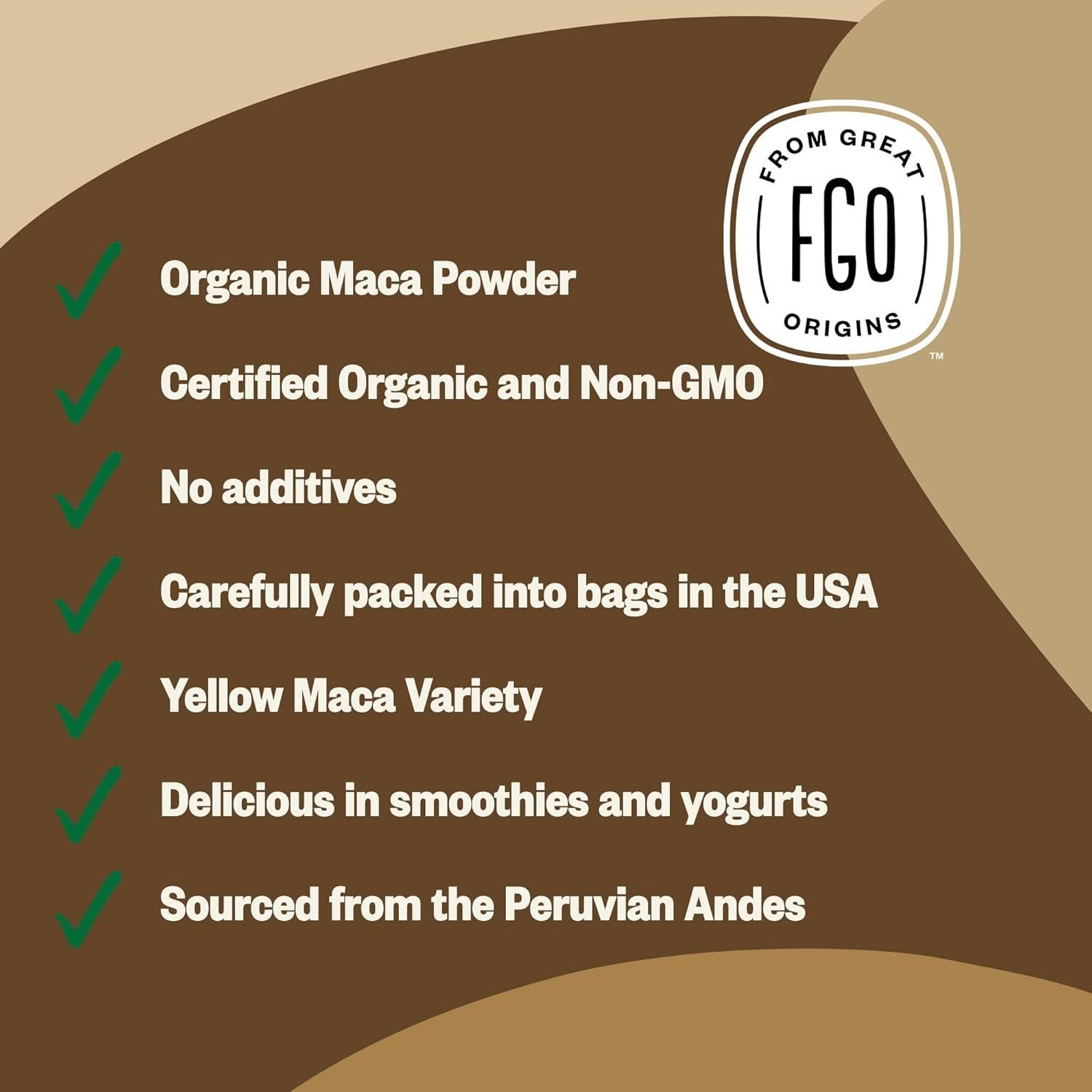 Polvo de Raíz de Maca Orgánica FGO 453g Sabor Nuez y Malta