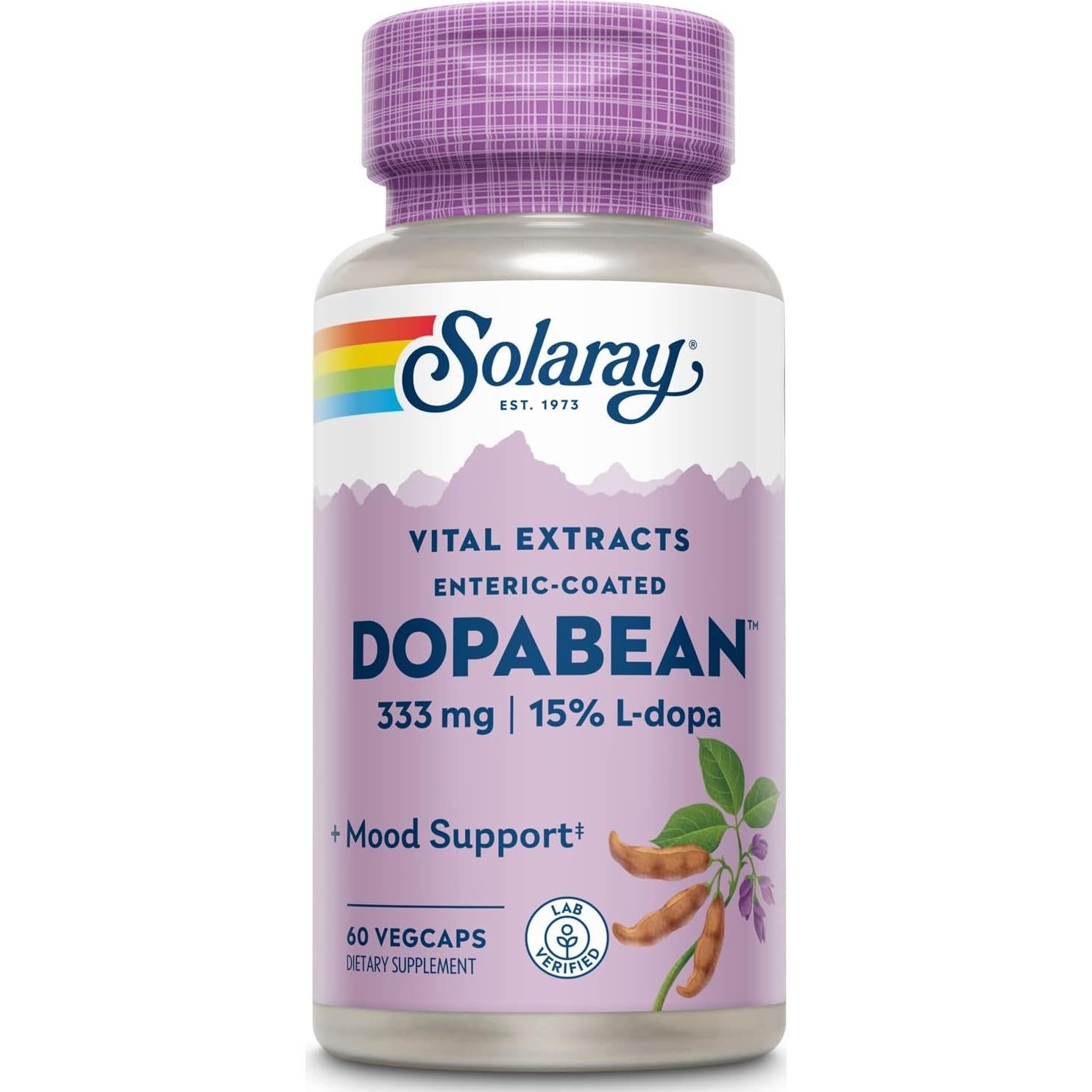 Suplemento Herbal Dopabean 333 mg Solaray - 60 Cápsulas