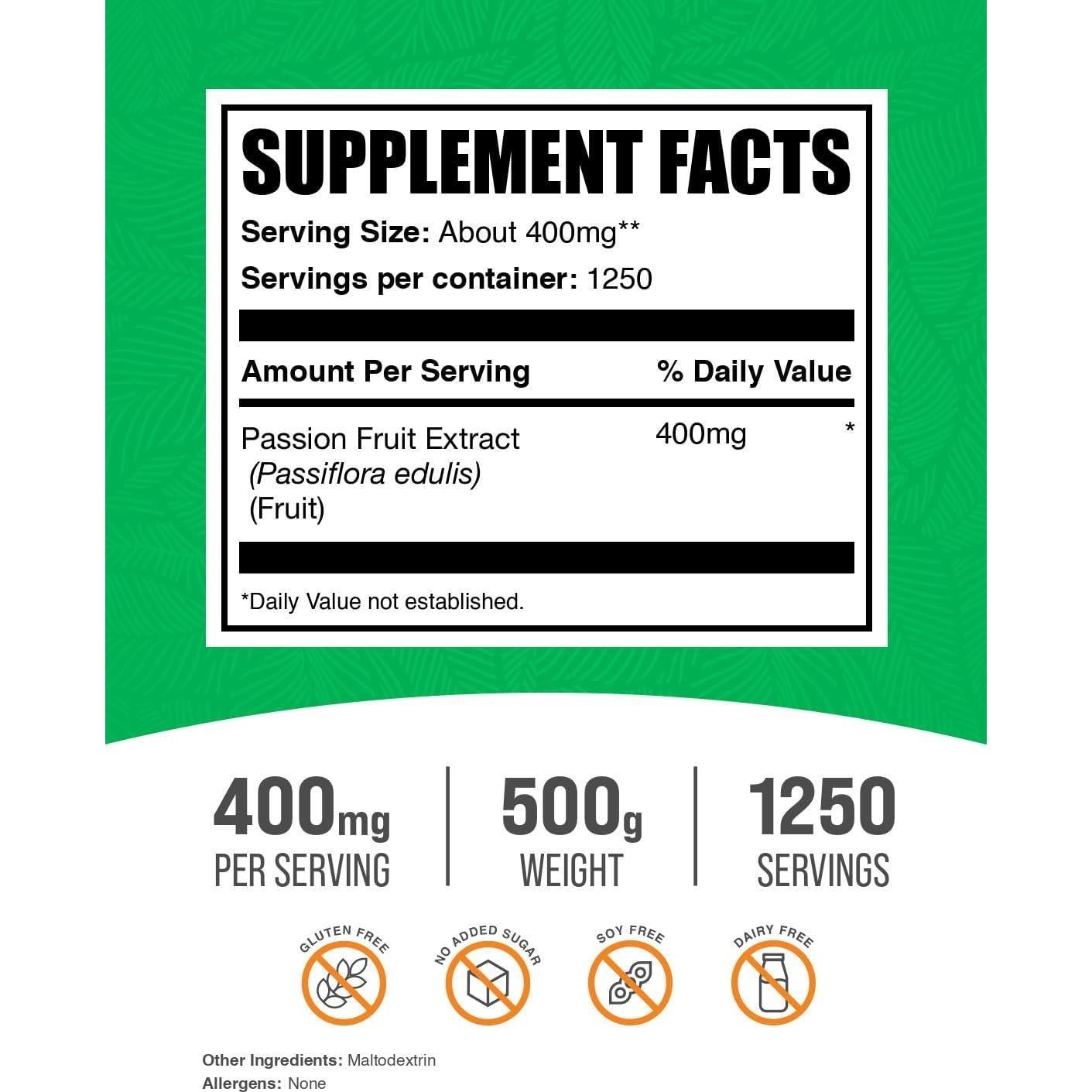Polvo de Extracto de Fruta de la Pasión BulkSupplements 500g