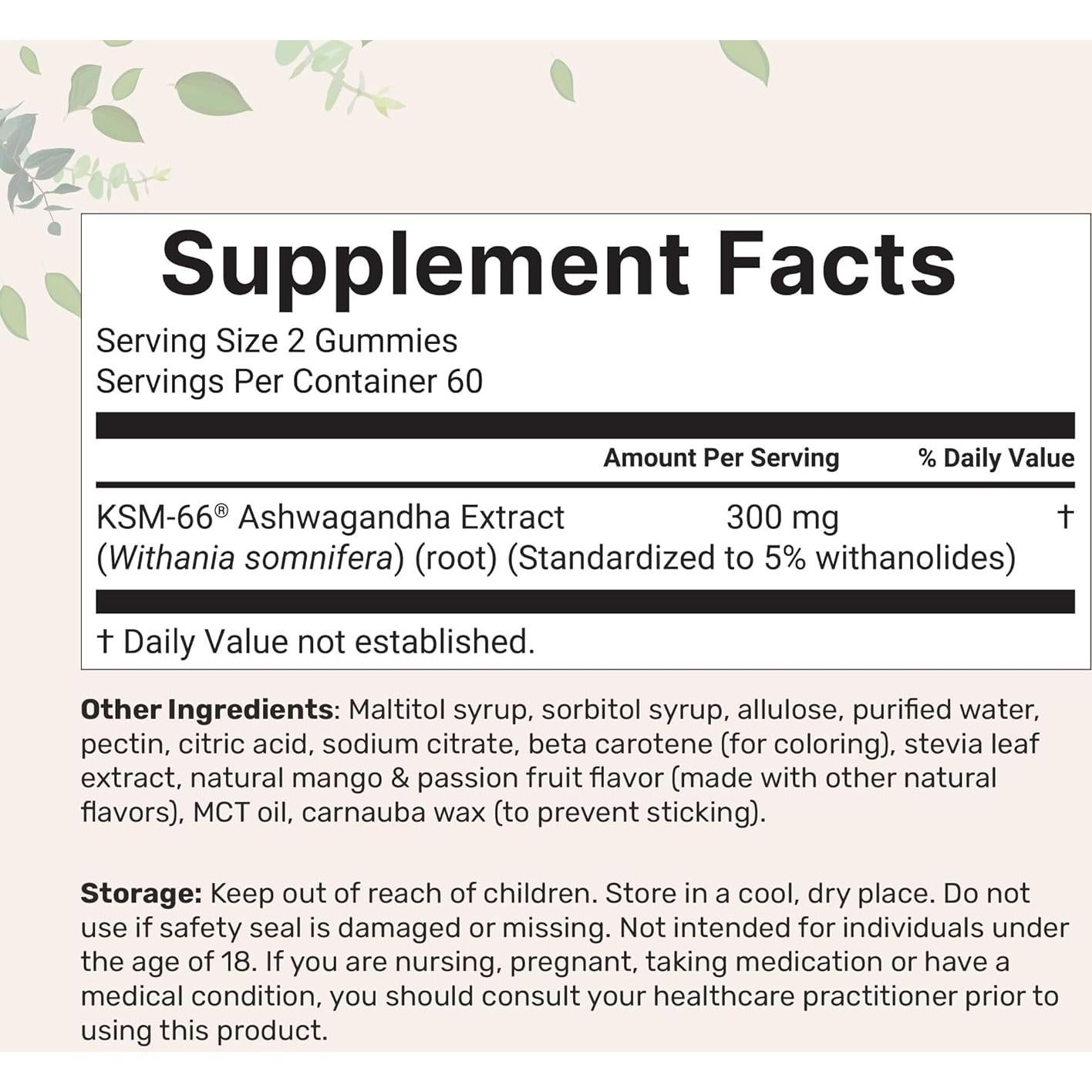 Gomitas de Ashwagandha KSM-66 Micro Ingredients 300mg 120u