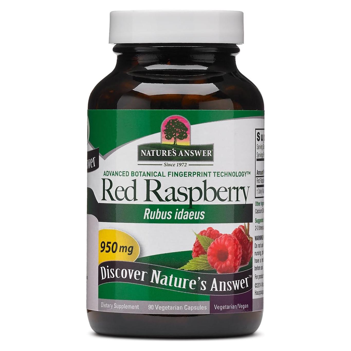 Cápsulas de Hoja de Frambuesa Roja Nature's Answer 90ct