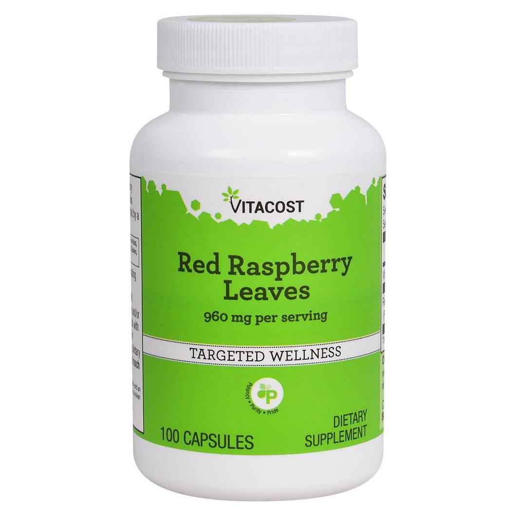 Hojas de Frambuesa Roja Vitacost 960 mg - 100 Cápsulas