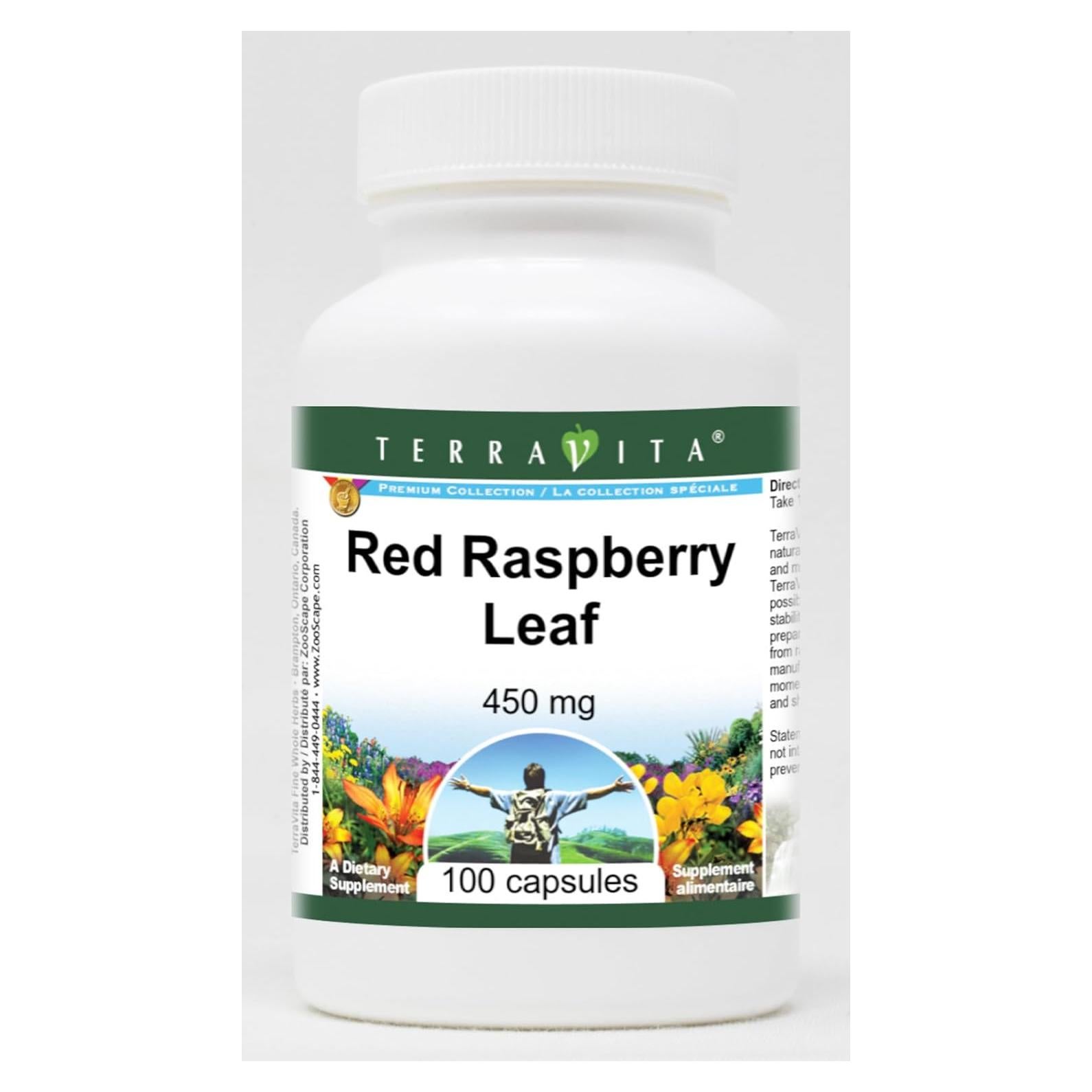 Cápsulas de Hoja de Frambuesa Roja TerraVita 450 mg - 100 Unidades