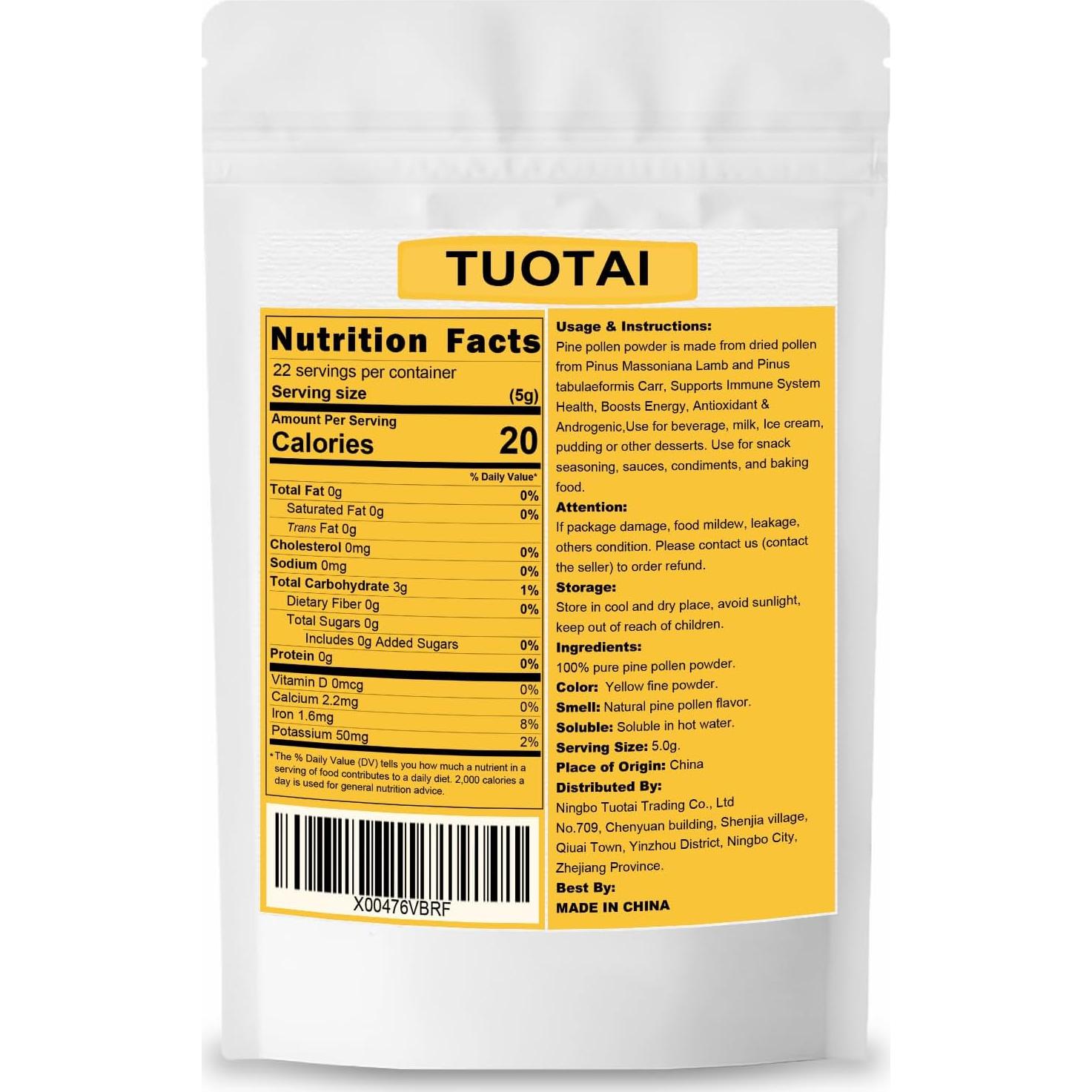 Polvo de Polen de Pino TUOTAI 100% Natural 113g