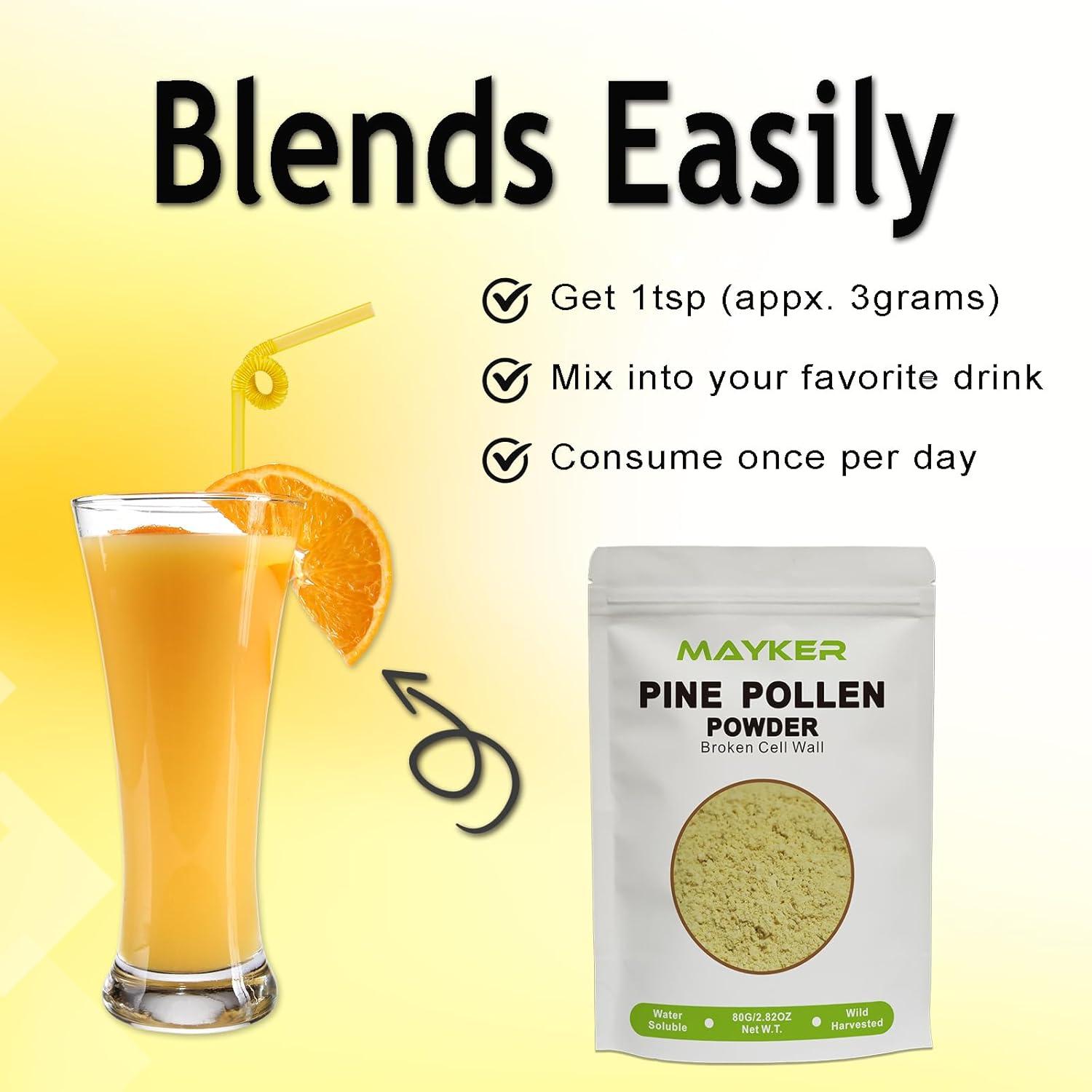 Polvo de Polen de Pino MAYKER 80g | Cosechado Silvestre 99% Roto