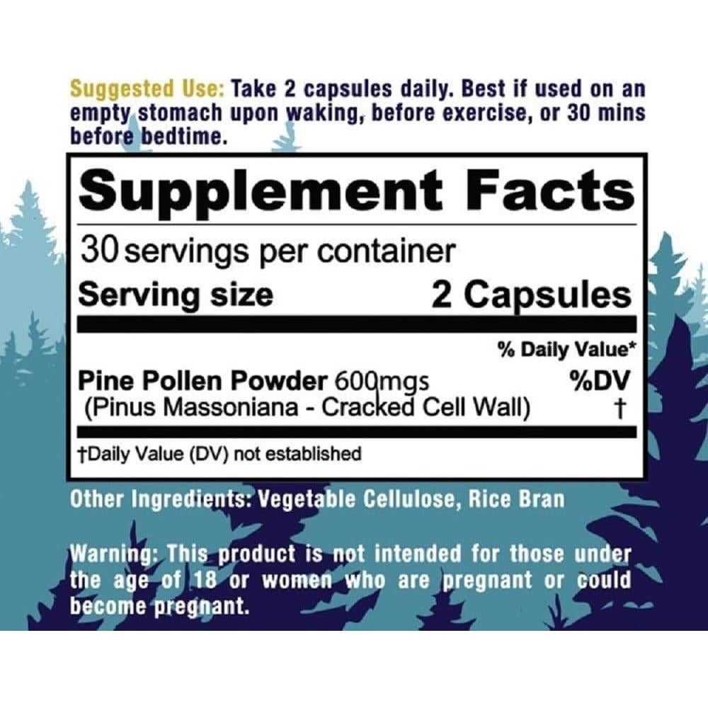 Cápsulas de Pólen de Pino Salud Diaria 600mg Vegano 60 Unidades