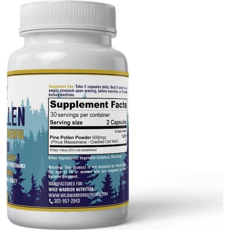 Cápsulas de Pólen de Pino Salud Diaria 600mg Vegano 60 Unidades