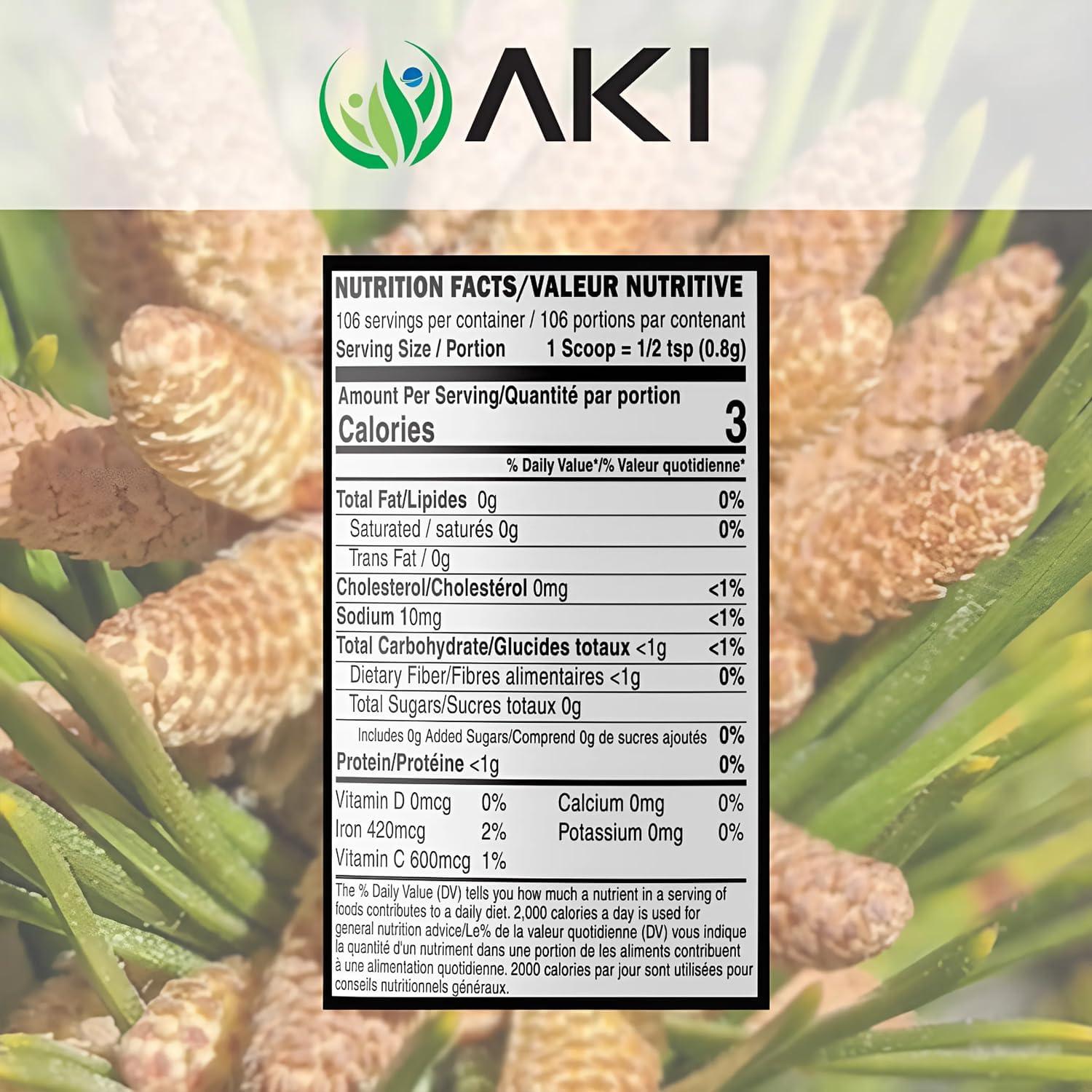 Polvo de Polen de Pino AKI ORGANIC - 140g - Vegano y Sin Gluten