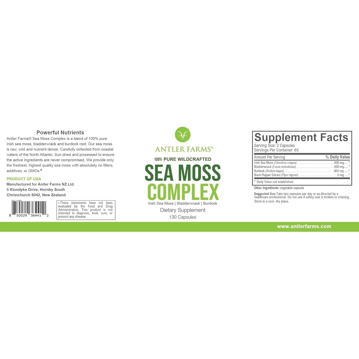 Antler Farms Complejo de Musgo Marino 130 Cápsulas Veganas