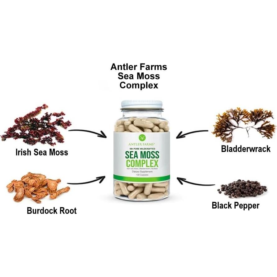 Antler Farms Complejo de Musgo Marino 130 Cápsulas Veganas