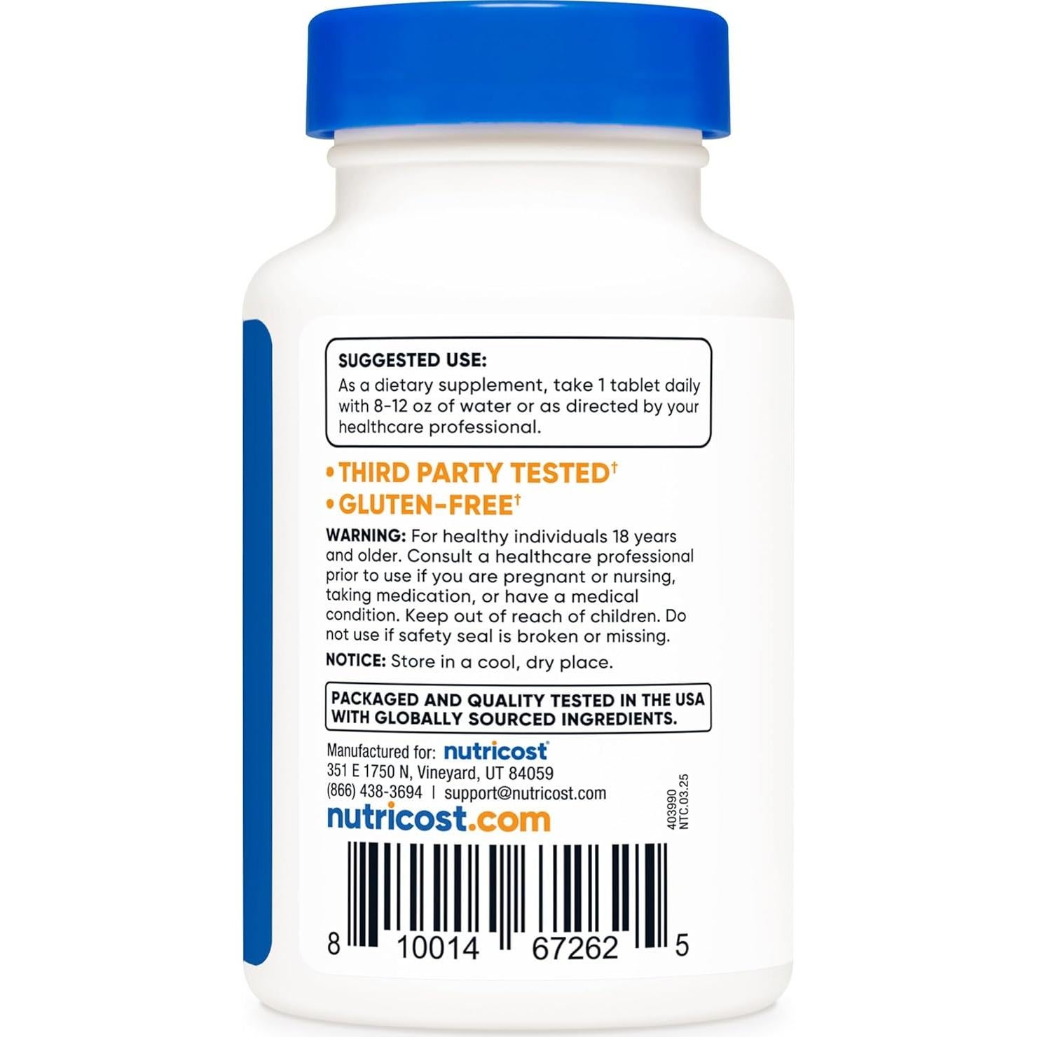 Tabletas de Kelp Nutricost 240 unidades 325mcg Yodo Sin OGM