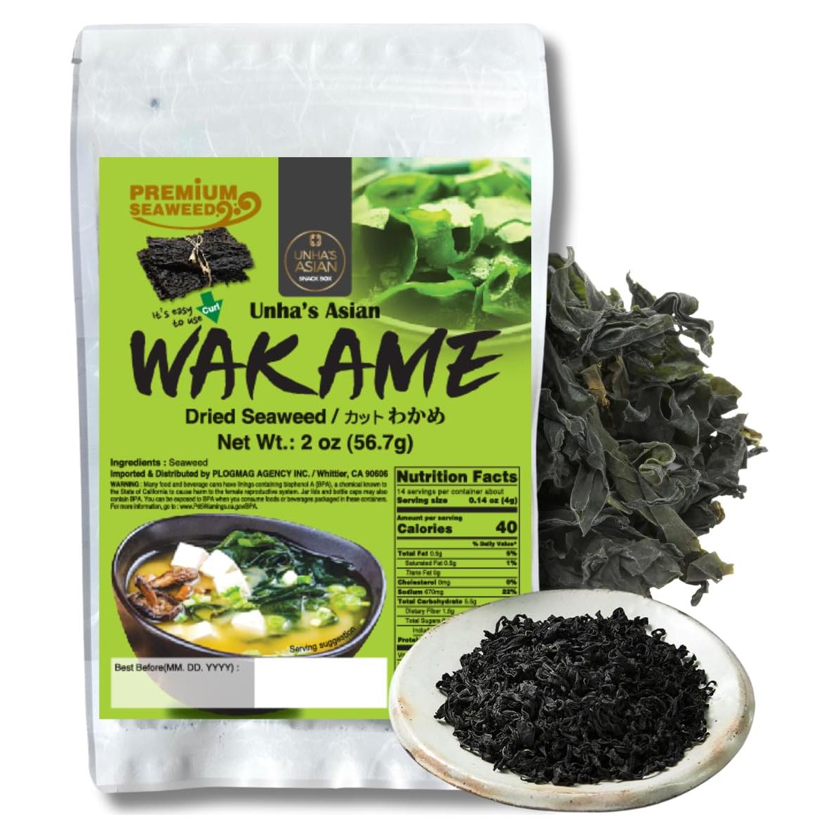 Alga Wakame Seco Plogmag 56.7 g - Natural para Sopa y Ensaladas