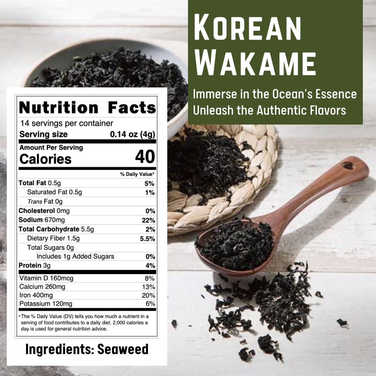 Alga Wakame Seco Plogmag 56.7 g - Natural para Sopa y Ensaladas