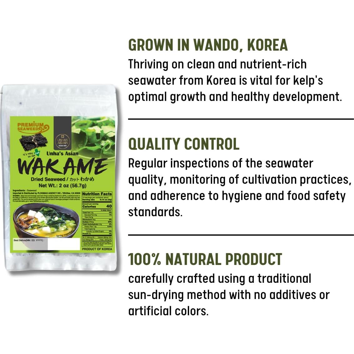 Alga Wakame Seco Plogmag 56.7 g - Natural para Sopa y Ensaladas