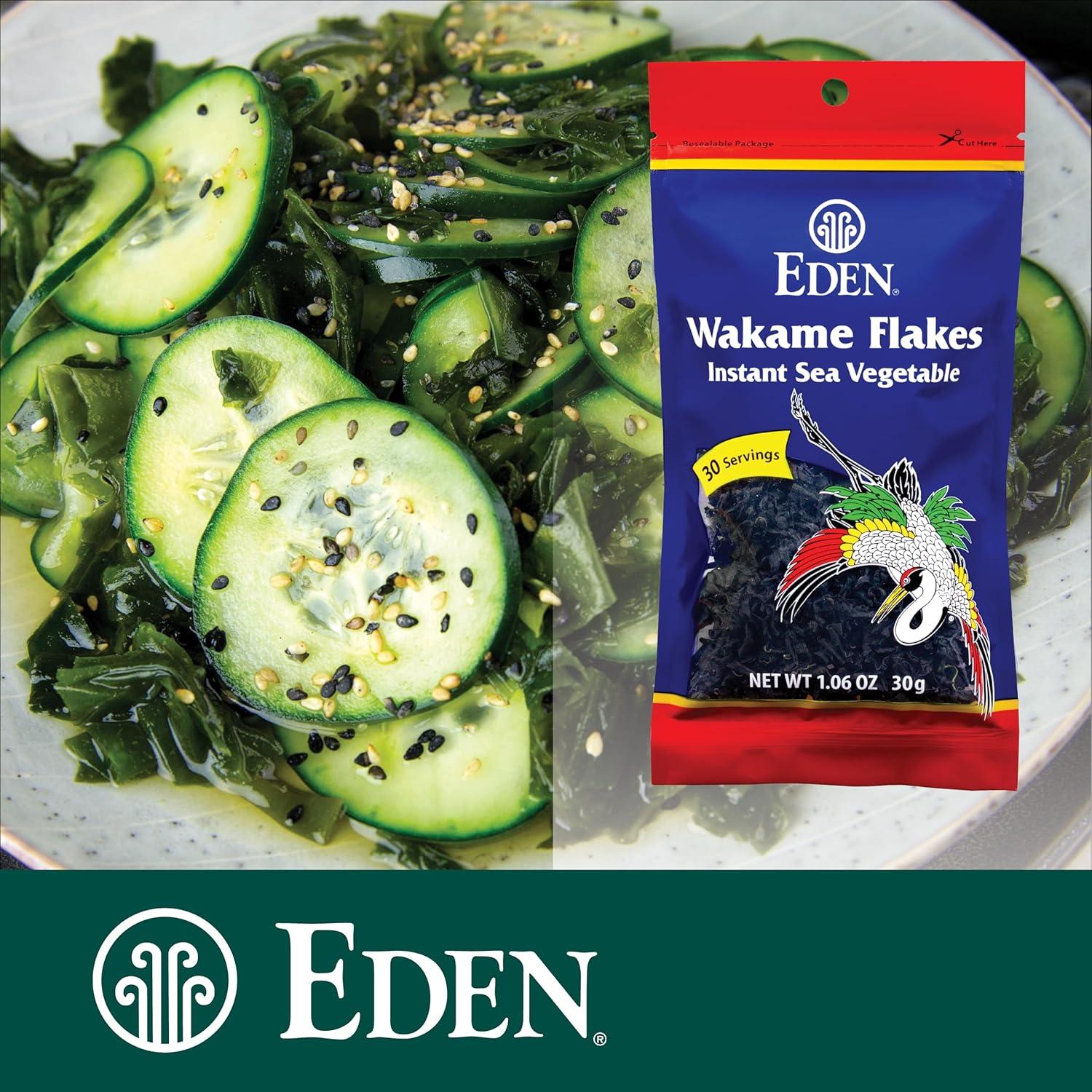 Copos de Wakame Instantáneo Eden, Alga Marina 30g, Sabor Suave