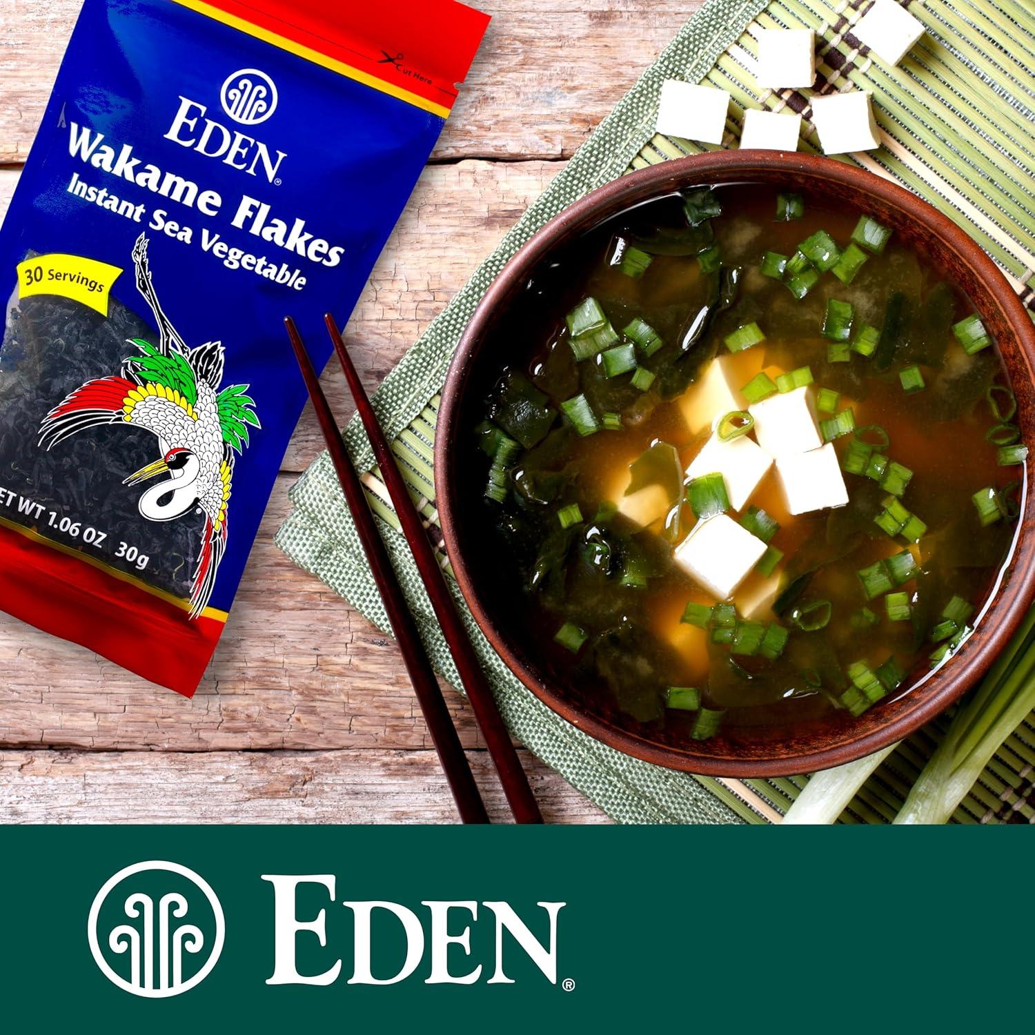 Copos de Wakame Instantáneo Eden, Alga Marina 30g, Sabor Suave
