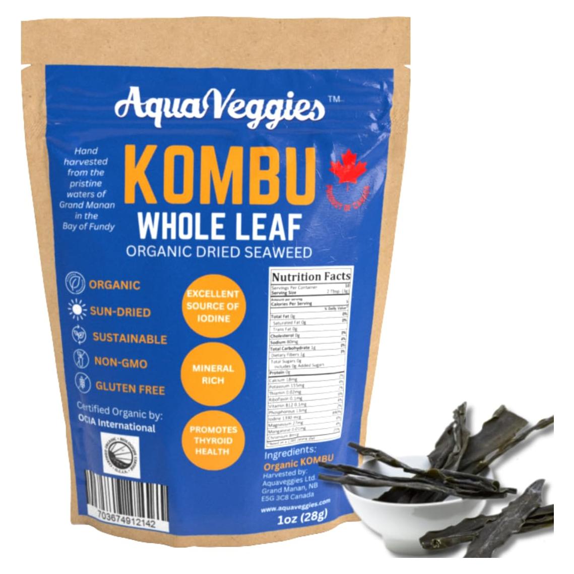 Kombu Orgánico Aqua Veggies 28.35g - Algas Marinas Sin Gluten