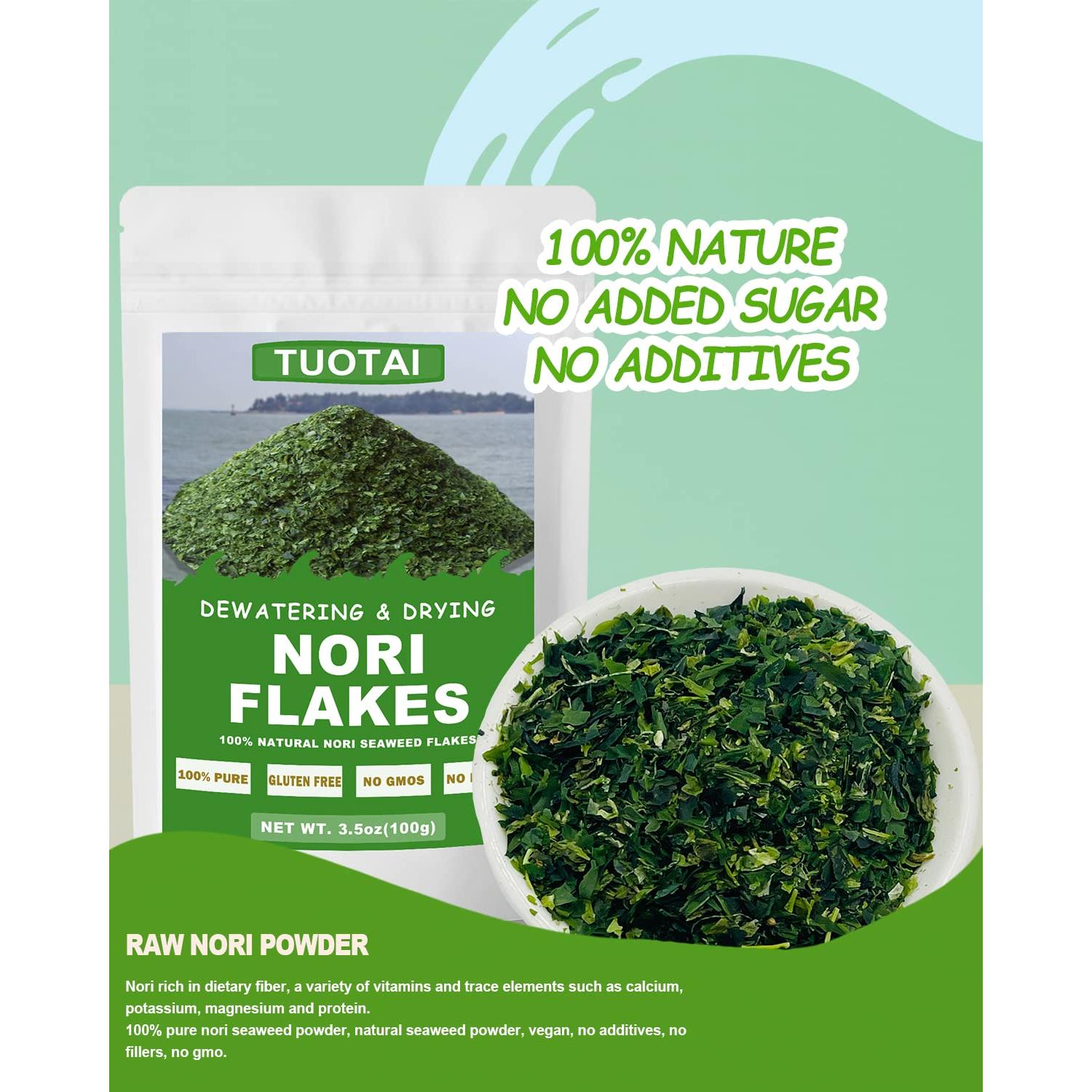 Copos de Alga Nori Crudos TUOTAI 100g Vegano Sin Aditivos