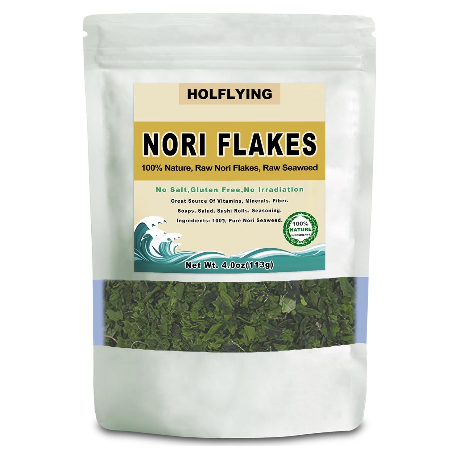 Copos de Nori Secos Naturales Holfcitylf 113g - Sin Sal, Ricos en Yodo