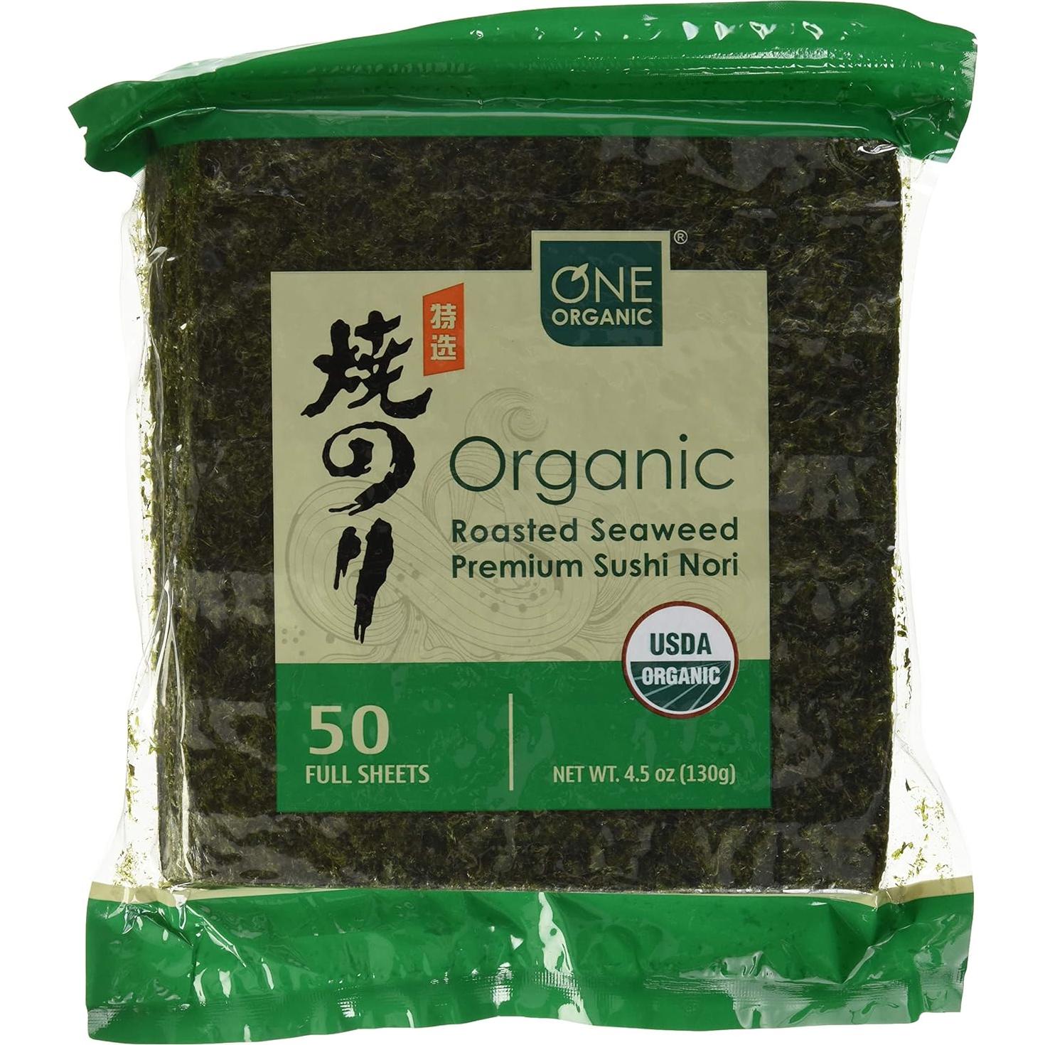 Nori Orgánico Tostado ONE ORGANIC 50 Hojas 127g Sushi
