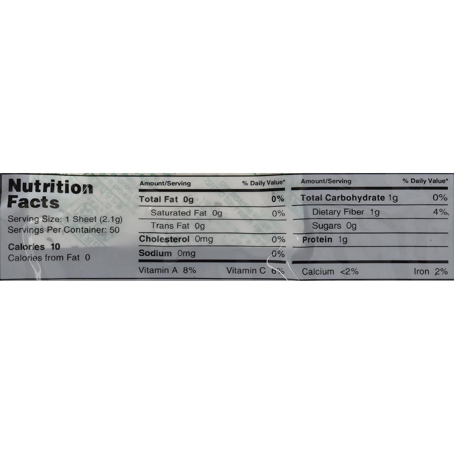 Hojas de Nori Orgánico Crudo RawNori - 100 Unidades - Vegano y Kosher