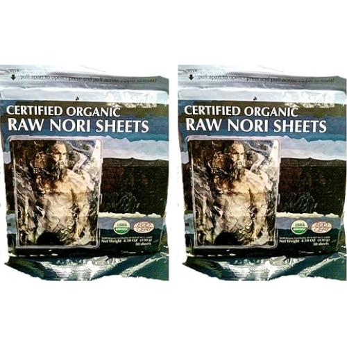Hojas de Nori Orgánico Crudo RawNori - 100 Unidades - Vegano y Kosher