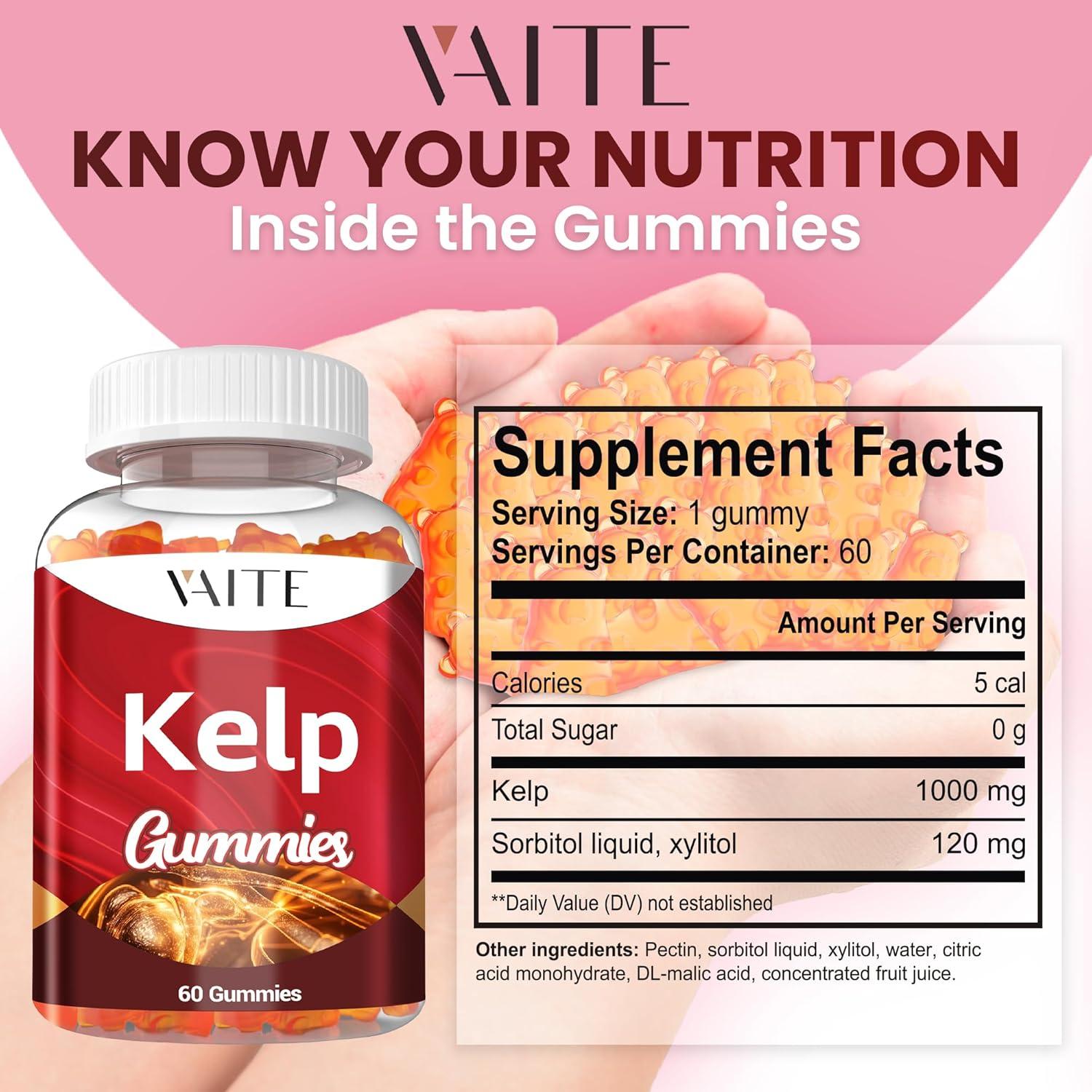 Suplemento de Kelp 1000mg VAITE - Gominolas Veganas de Yodo