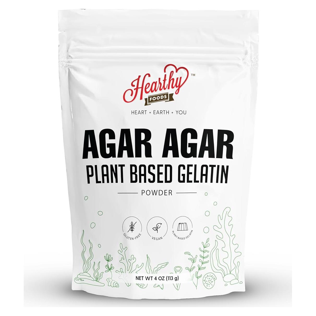 Polvo de Agar Agar Hearthy Foods 113.4g Vegano Sin Gluten