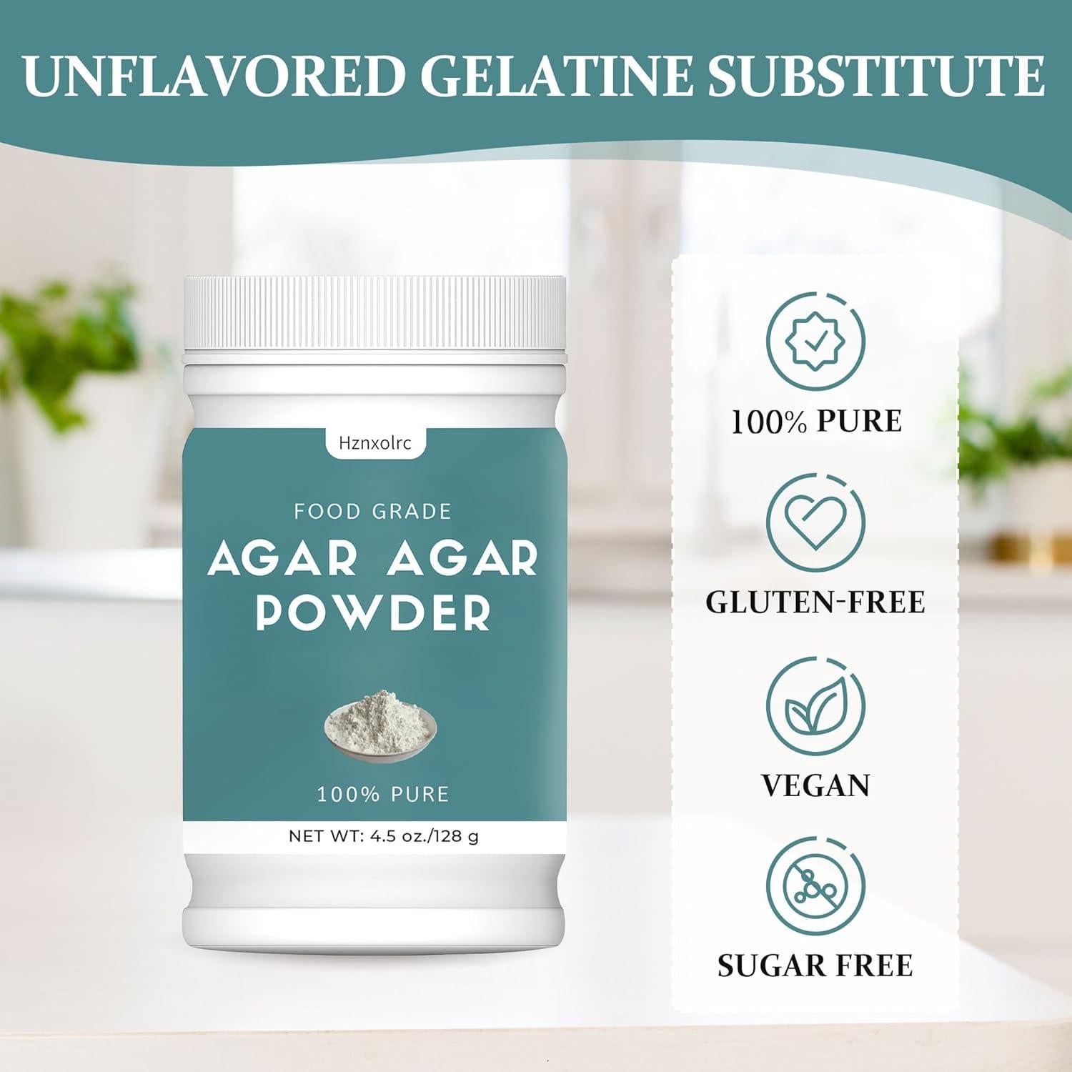 Polvo de Agar Agar 128g Hznxolrc - Gelificante Natural Vegano