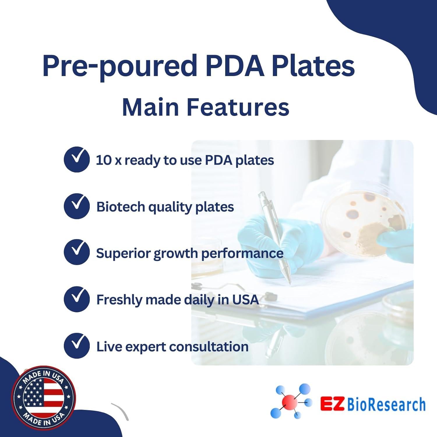 Placas de Agar de Dextrosa de Papa EZ BioResearch - 10 Unidades