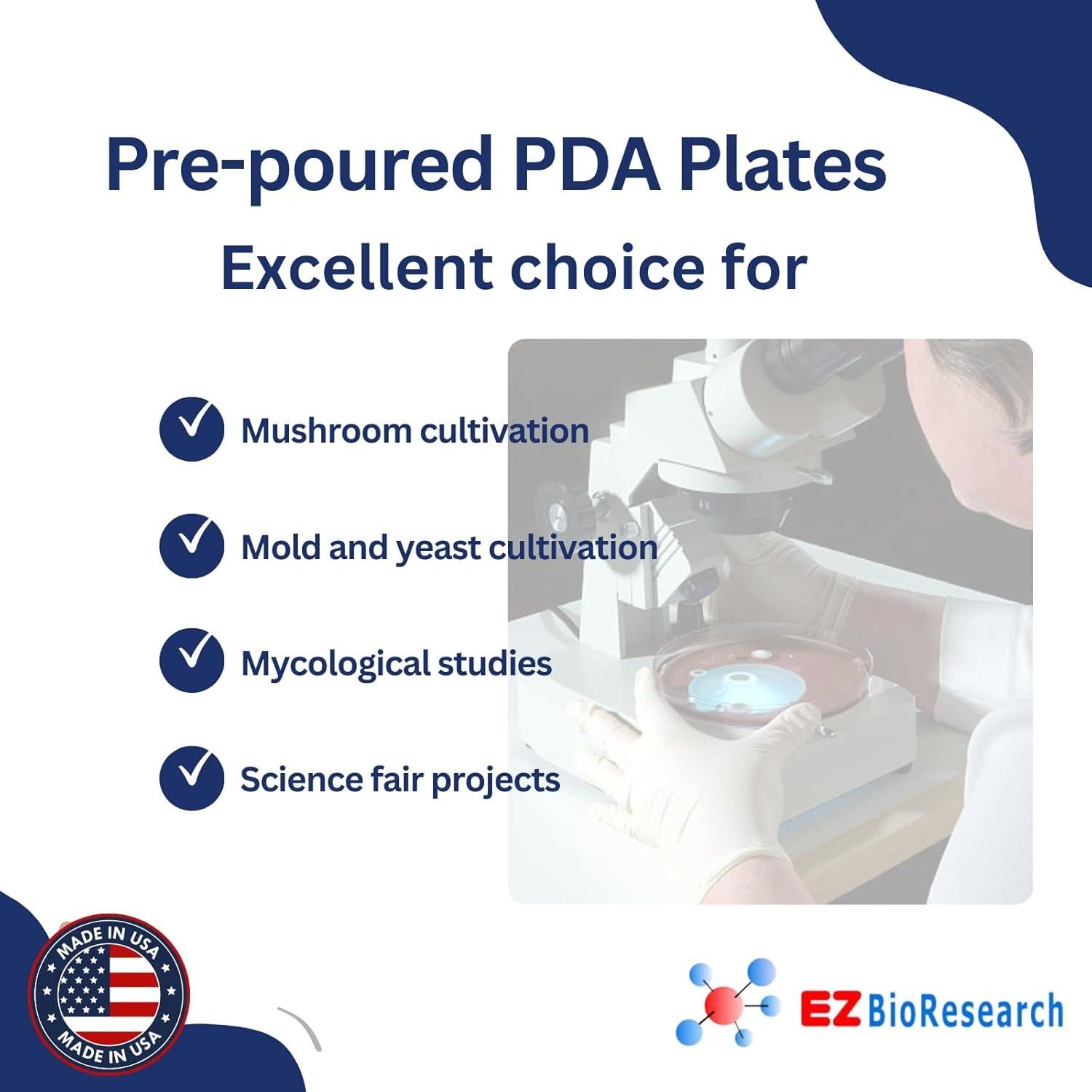 Placas de Agar de Dextrosa de Papa EZ BioResearch - 10 Unidades