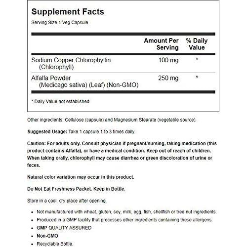 Clorofila NOW Foods 100 mg 90 Cápsulas Veganas Suplemento
