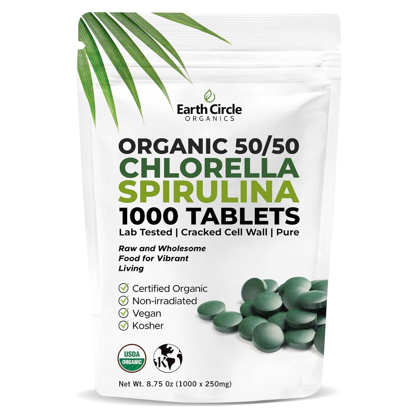 Tabletas de Chlorella y Espirulina Orgánica 1000 Unidades 50/50
